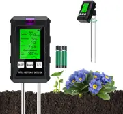 6-in-1 Soil Tester Dual-Probe pH Temperature Fertility Light Humidity for Garden