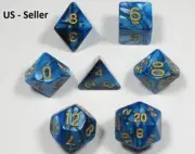 NEW Style ! RPG Dice Set of 7 - MidNight Black-Blue D4 D6 D8 D10 D12 D20 D00-90