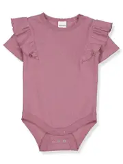 Baby Short Sleeve Frill Bodysuit Tiny Baby DUSKY ORCHID (SOLID)