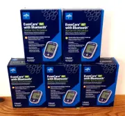 5 x SEALED Medline EvenCare G2 BT w/Bluetooth Starter Kit Blood Glucose Monitors