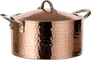 DEMMEX 1.2MM Thick Hammered Copper 3.4 Quart Casserole Pot, 7.8" x 4"