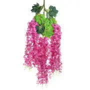 Fake Wisteria Hanging Flower Artificial Flowers 43.3 Inch Fuchsia 18pcs