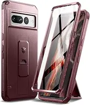 [Dexnor] for Google Pixel 7 Pro 5G Case, [Built in Screen Protector and Kickstand] Heavy Duty Military Grade Protection Shockproof Protective Cover for Samsung Google Pixel 7 Pro 5G - Magic Red