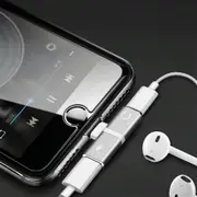 T- Shaped Dual Port Headset and Charger Splitter Converter for Apple iPhone