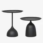 Small Round Side Table Round Black Coffee Table for Patio Sofa Couch Chair
