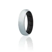 ROQ Silicone Wedding BR Solid Ring - Black-Silver by ROQ for Women - 11 mm Ring