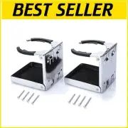 Compact Folding Marine Cup Holders - Adjustable for Cans and Bottles - Set of 2