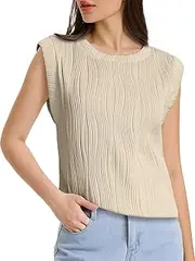 [ZANZEA] Women's Summer Tank Top Cap Sleeve Textured Sleeveless Casual Loose Crewneck 2024 Trendy Basic Tops