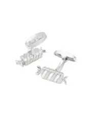 Paul Smith Mens Silver Tone Rectangle Chocolate Spiral Style Cufflinks