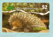 UNUSED $2 T5C1 AUSTRALIAN PHONECARD, TARONGA ZOO, ECHIDNA #0000004967709