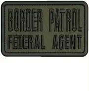 B P F AGENT EMBROIDERY PATCH 3X5 HOOK ON BACK BLK/RANGER GREEN