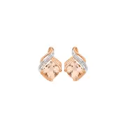 9ct Rose Gold Morganite & Diamond Stud Earrings in Peach