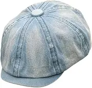 [Frediuo] Womens Beret Hat Newsboy Cap Painter Hat Golf Hat 8 Panels Classic Octagonal Hat, Light Blue