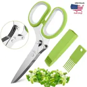 5 Blades Shear Scissors Spices Pasta Herb Shred Paper Slice Vegetable Kitchen US