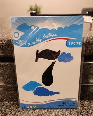 Black Number Seven 7 Balloon 40" Large Party Anniversary Birthday Team Number