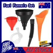 3x Fuel Funnels Set Plastic Long Neck Oil Funnels with Detachable Filter YS