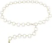 [VGOL] Metal O-ring Chain Waist Belts Adjustable Waist Chain Vintage High Waist Chain Belts Clothing Accessories for Women Lady Girls