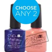 CND SHELLAC - 7.3ml - Any 2 Colours + FREE Remover Wraps 10ct Valued at $6.95