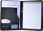 Multifunctional Business Portfolio Padfolio Folder Document Case Organizer A4 PU Leather with Business Card Holder Memo Note Pad ALKOY