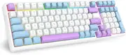 E-YOOSO Z99 Wireless Mechanical Gaming Keyboard, Hot Swappable Gasket Design, Bluetooth/2.4GHz/USB-C, White Light Blue, Graywood