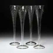 Modernist Swirl Bottomless Champagne Stemware Flute Glass Set 4pc Lot 10"h