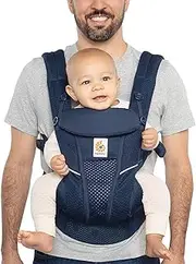 Ergobaby All Carry Positions Breathable Mesh Baby Carrier with Enhanced Lumbar Support & Airflow (7-45 Lb), Omni Breeze, Midnight Blue