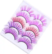 FRCOLOR 10pcs Eyelashes Colored Lashes Dance Lashes Glamour Eyelash Cosplay Eyelash Pink False Lashes Purple False Lashes Makeup Eyelash Colored Lashes 3d Imitation Props Natural