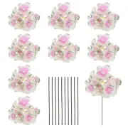 10 Sets Artificial Hydrangea Flower Heads with Stems for Bouquet,Soft Pink