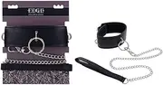 EDGE Collar & Leash - Black Neck Restraint with Heavy Duty Metal Leash