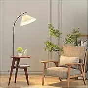 Indoor Floor Lamps Floor Lamp with Table, Wood Nightstand/Side Table Standing Lamp, Minimalist Floor Lamp for Home Decoration Standing Lamp(Walnut)