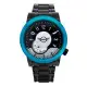 【MINI Swiss Watches 】石英錶 43mm 黑底藍環錶面 黑色不銹鋼錶帶