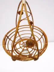 Woven Wicker Rattan Basket Handmade Decor Storage Food Fruit Handle Round Tray