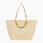 $448 NWT REBECCA MINKOFF LEATHER SIMPLE CHAIN TOTE SHOULDER BAG HANDBAG LATTE