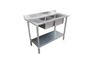 Economic 304 Grade SS Right Double Sink Bench 1800x700x900 with two 610x400x250 sinks 1800-7-DSBR