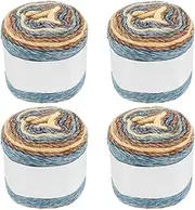 4Pack Ombre Yarn for Crocheting-Gradient Cake Yarn, DIY Flexible Soft Cotton Gradient Yarns, Crochet Yarns for Making Blanket Scarf Shawl Sweater (Khaki)