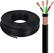 4-Core Shielded Wire Pure Copper RVVP Signal Control Cable 0.5-1.5mm² 15ft-200ft Double Shielding EMI Protection Flexible Moisture-Resistant PVC Jacket for Electrical Applications(30ft,4C-1.0mm²)
