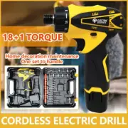 12V Cordless Drill Electric Screwdriver Mini Wireless Power Driver 18+1 Torque