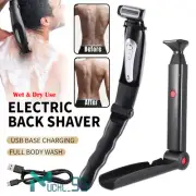 2 in 1 Electric Back Shaver For Men Long Handle Body Hair Removal Beard Razor