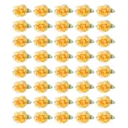 40Pcs 1" Ribbon Flowers Bows Mini Satin Roses Flowers Bright Yellow/Yellow
