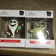 2-2020 Hallmark Tree Ornament The Nightmare Before Christmas OOGIE BOOGIE & JACK
