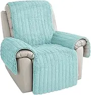 RBSC Home Plush Recliner Slipcover 30 Inches Baby Blue Chair Covers Artificial Wool Lazy Boy Cover Quilted Cover for Recliner Chairs and Furniture Soft Warm