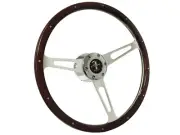 1965-67 Ford Mustang 6-Bolt Espresso Wood Shelby Style Steering Wheel Kit, Pony (for: Ford)