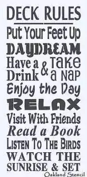 STENCIL Subway/Typography**DECK RULES** Large 12" x 24" for Signs Primitive