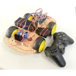 免焊接的 ARDUINO PS2手把控制四輪自走車套件 PS2搖桿操控車含接收模組 提供程式下載 馬達已焊好線