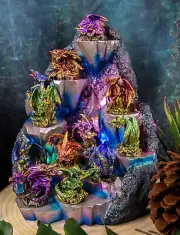 Ebros Fantasy 12 Mini Dragons With LED Lighted Glacier Mountain Display Set