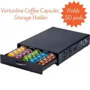 Nespresso Pods Holder Vertuo Pod Vertuoline Capsules (50 Pods) Black FREE SHIP