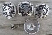Set Of 4 Jeremiah Watt 2" Iron Cross Chicago Screw Concho Saddle Hardware SS