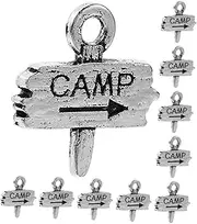 [JEWEDECO] Retro Camp Sign Charms 10pcs Alloy Necklace Pendants Camping Keychain Diy Jewelry Kit