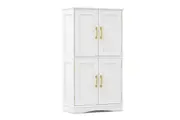 Giantex 110cm Bathroom Storage Cabinet Kitchen Pantry w/Adjustable Shelves Floor Cupboard White