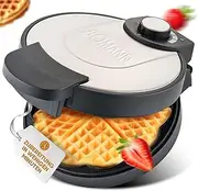 Bomann WA 1365 CB Waffle Iron, Heart-Shaped Non-Stick Coating, Diameter 18 cm, Heart, Waffle Makers, Round, 1000 Watt, Waffle Machine with Baking Light, Children, Stainless Steel Look,